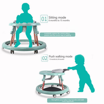 Baby walker with anti-rollover feature, multi-position