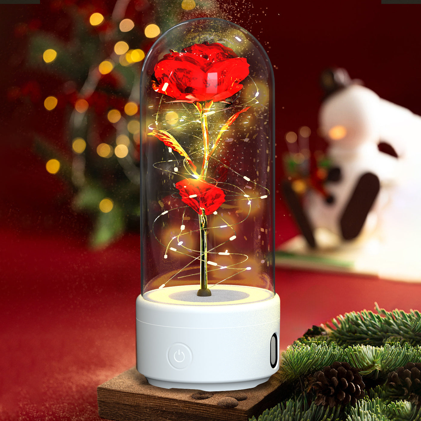 Éternelle Rose LED et haut parleur compatible Bluetooth