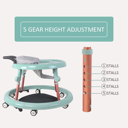 Baby walker with anti-rollover feature, multi-position