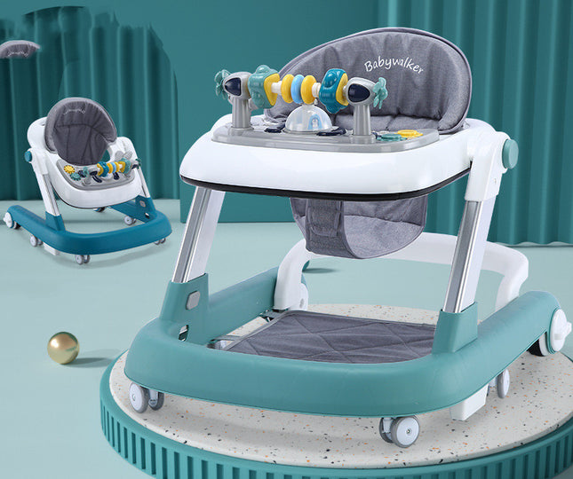 Fun, multifunctional baby walker with anti-fall and anti-tipping pads