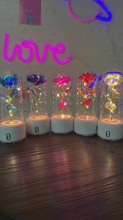 Éternelle Rose LED et haut parleur compatible Bluetooth